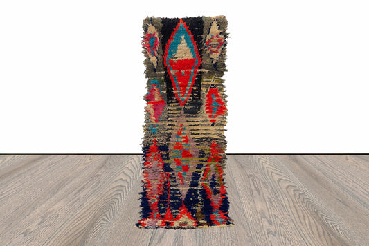 Tapis de couloir marocain coloré vintage 2x6.