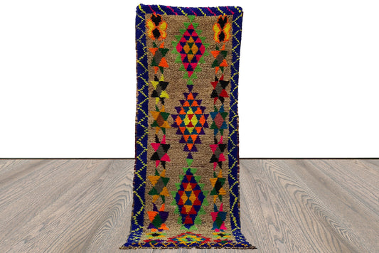 Berber Moroccan colored runner Rug, 3x8 Berber vintage bohemian Rug.