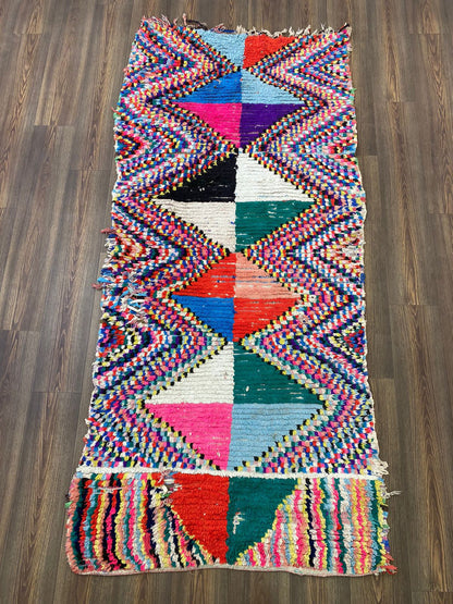 3x8 Vintage Moroccan runner Rug, Berber Tribal Woven Rug.