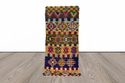 3x7 Feet Colorful Moroccan Berber Runner Rug.