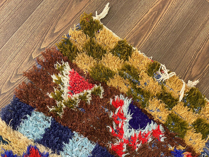 3x7 Feet Colorful Moroccan Berber Runner Rug.