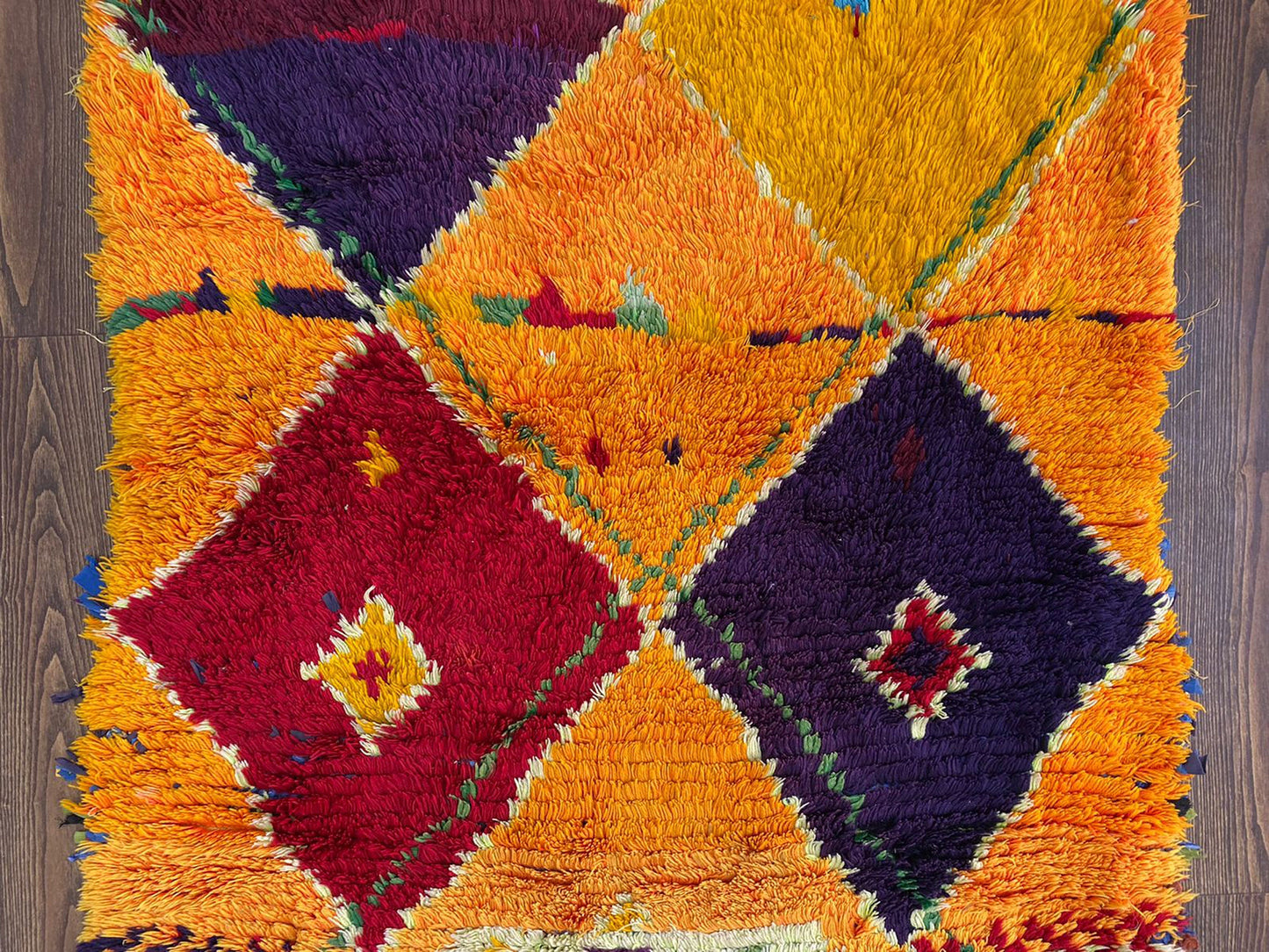 4x3 Vintage Moroccan Diamond Runner Rug.