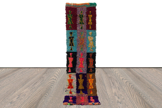 Tapis berbère marocain extra étroit 2x7, tapis bohème vintage.