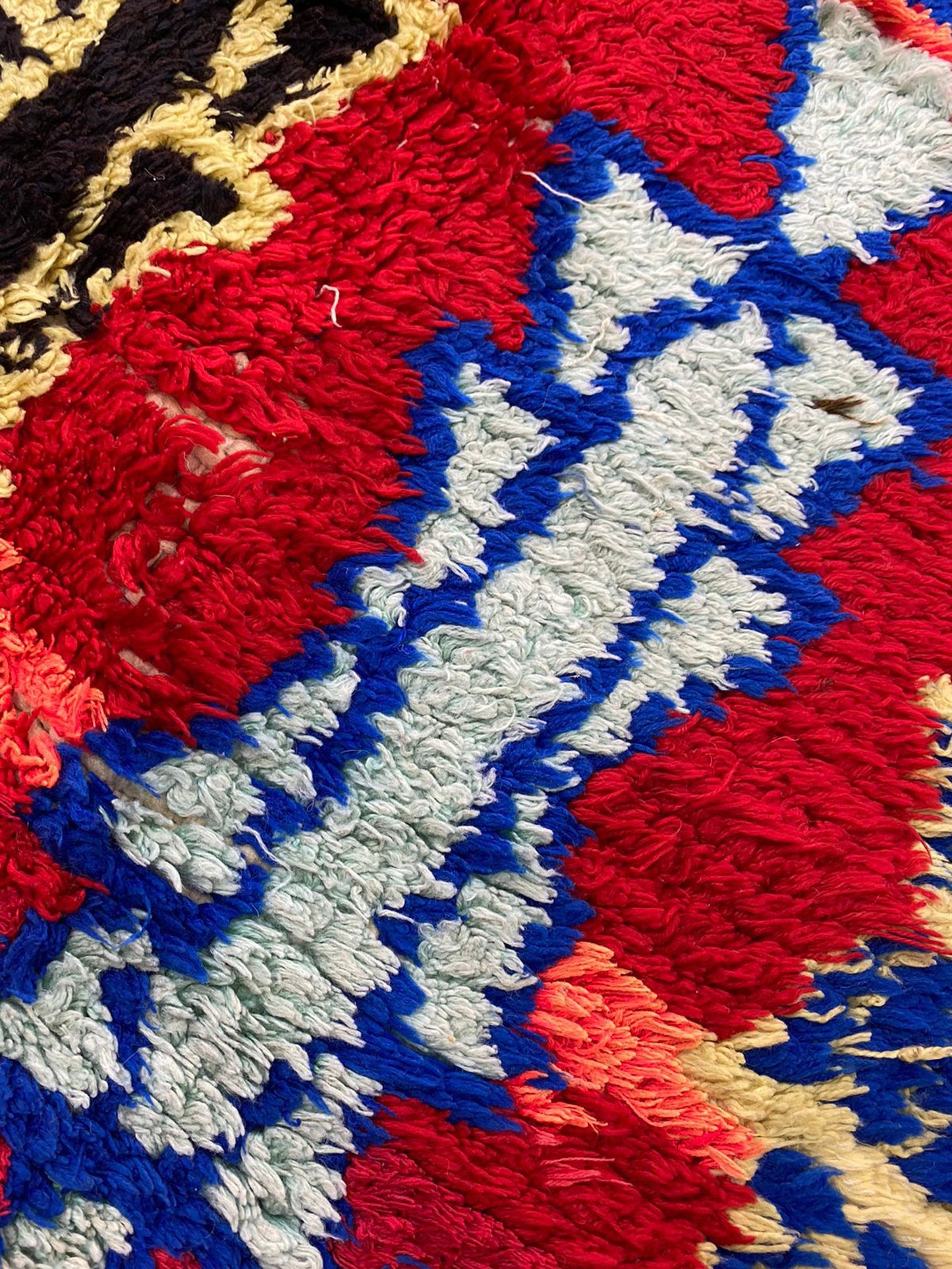 4x9 Vintage Colorful Moroccan Berber Area Rug.