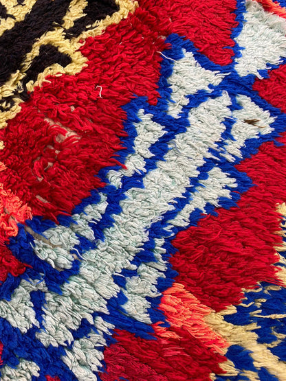 4x9 Vintage Colorful Moroccan Berber Area Rug.