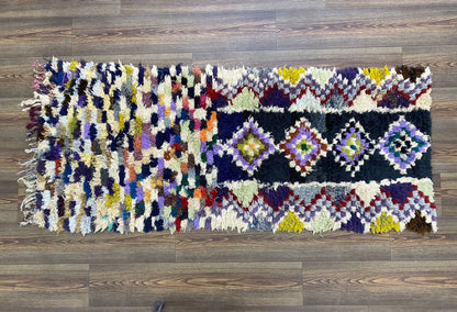 Moroccan Berber small Rug. 2x6 Small narrow runner vintage colorful Rugs.