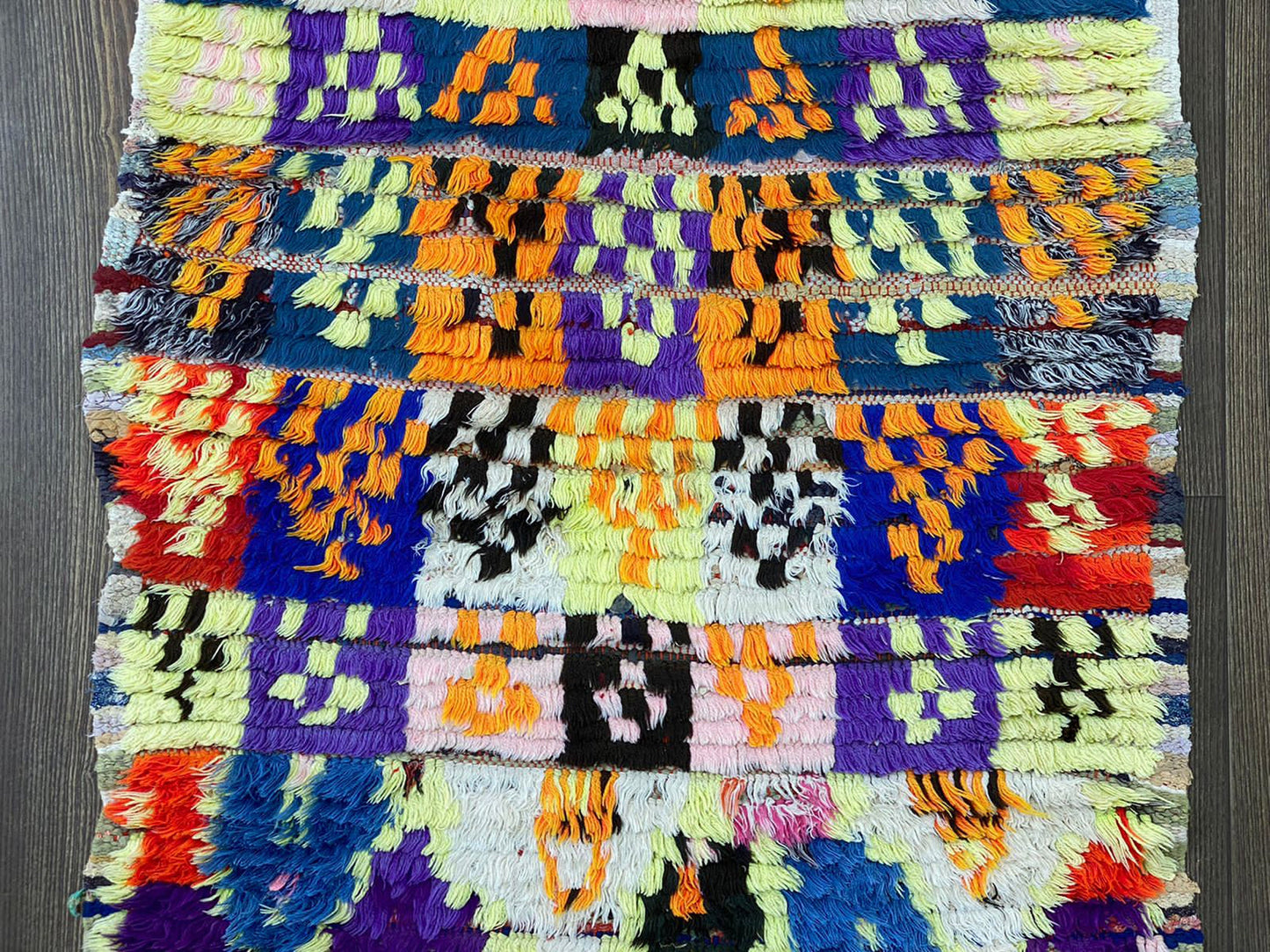 7x2 Colorful Moroccan Vintage Narrow Runner Rug.