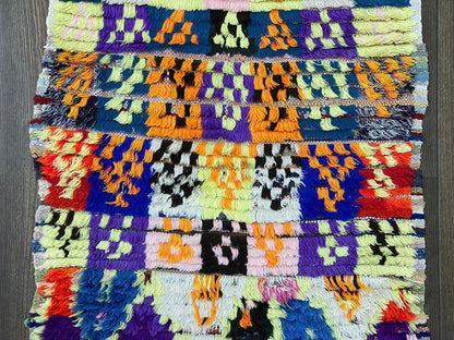 7x2 Colorful Moroccan Vintage Narrow Runner Rug.