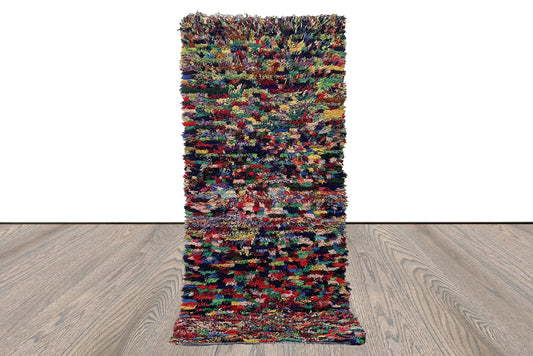 Moroccan woven Cotton colored runners Rug, 3x9 Berber vintage Rug.