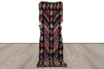 Moroccan vintage runner Rugs, 3x10 Berber tribal narrow Rug.