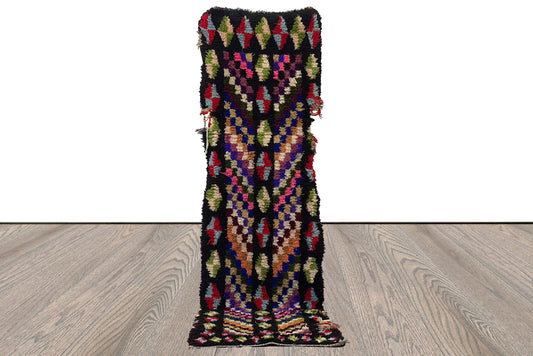 Moroccan vintage runner Rugs, 3x10 Berber tribal narrow Rug.