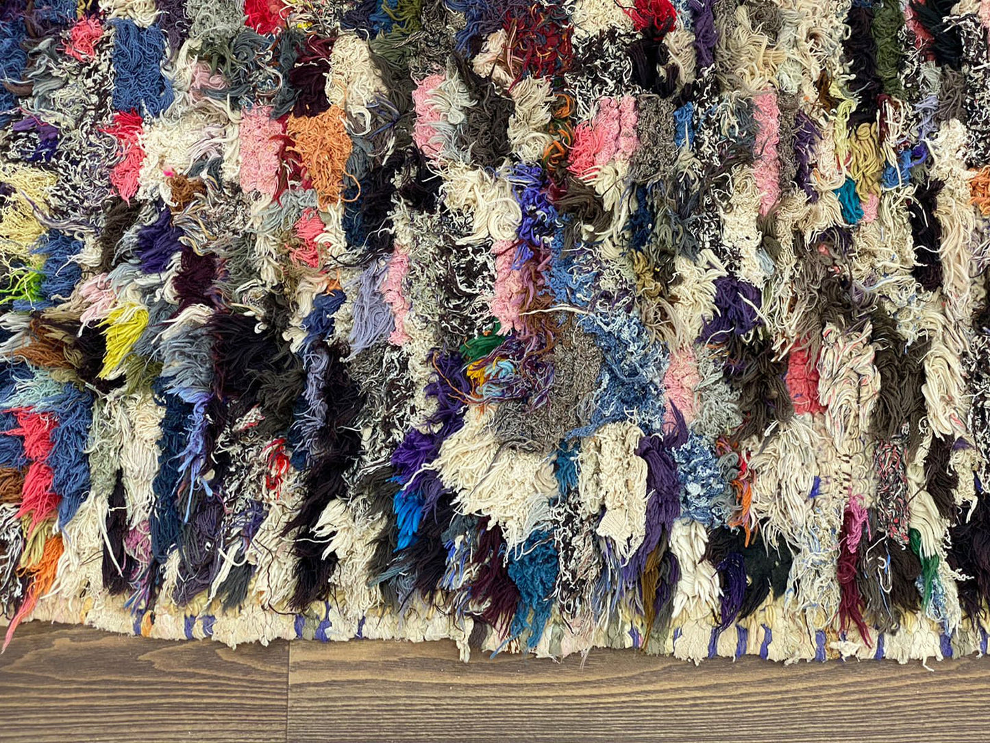 Berber vintage colored shag Rug, 3x5 Moroccan narrow small runner Rug.