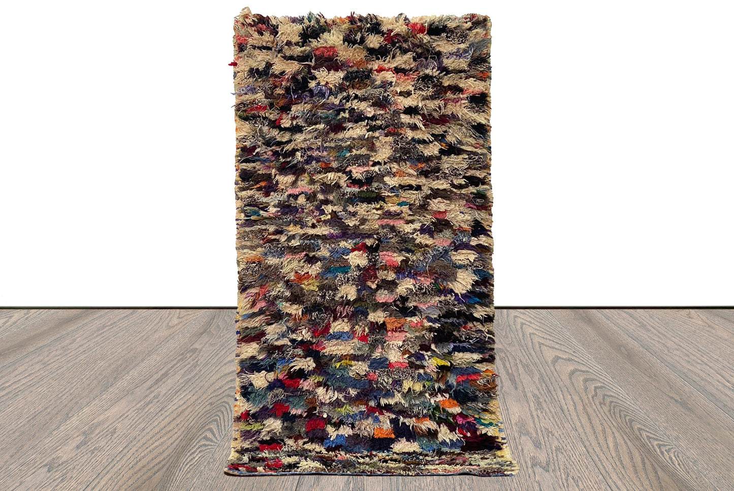 Berber vintage colored shag Rug, 3x5 Moroccan narrow small runner Rug.