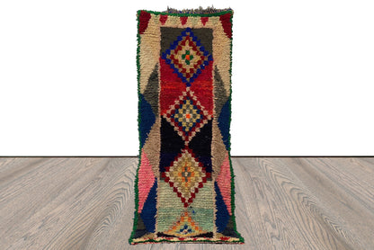 3x8 Colorful Moroccan runner Rugs, Handwoven Vintage Berber Rug.