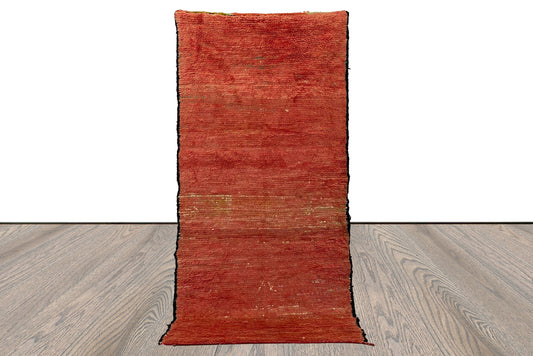 Vintage Moroccan faded red solid shag Rug 3x8.