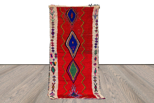 Vintage Moroccan handwoven runner Rug 3x7.