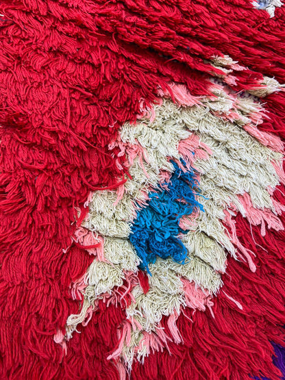 3x7 Diamond Woven Vintage Rug, Moroccan red runner Rug.