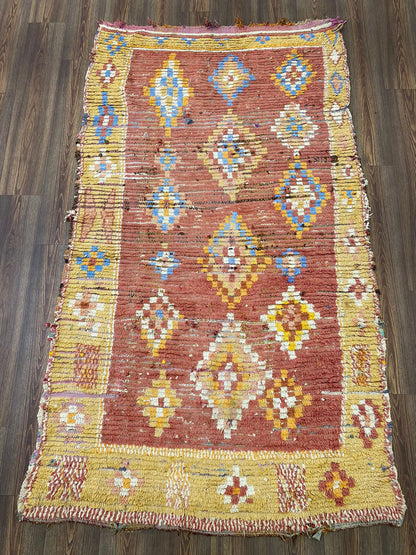 4x9 Extra large Moroccan Berber vintage area Rug. Faded used Berber Rugs.