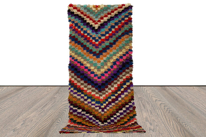 4x8 Berber Tribal Woven Chevron Checker Rug.