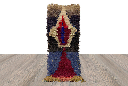 Narrow small Moroccan Berber runner Rug, 2x6 Colorful Handwoven Rugs.