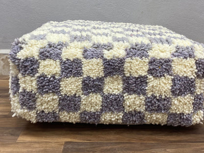 Checkered Pouf, Moroccan checker floor pillow for room decor.