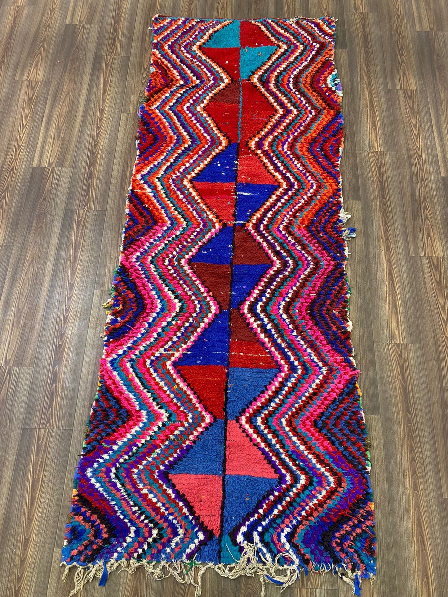 4x9 Moroccan Vintage  Berber Runner Rug.