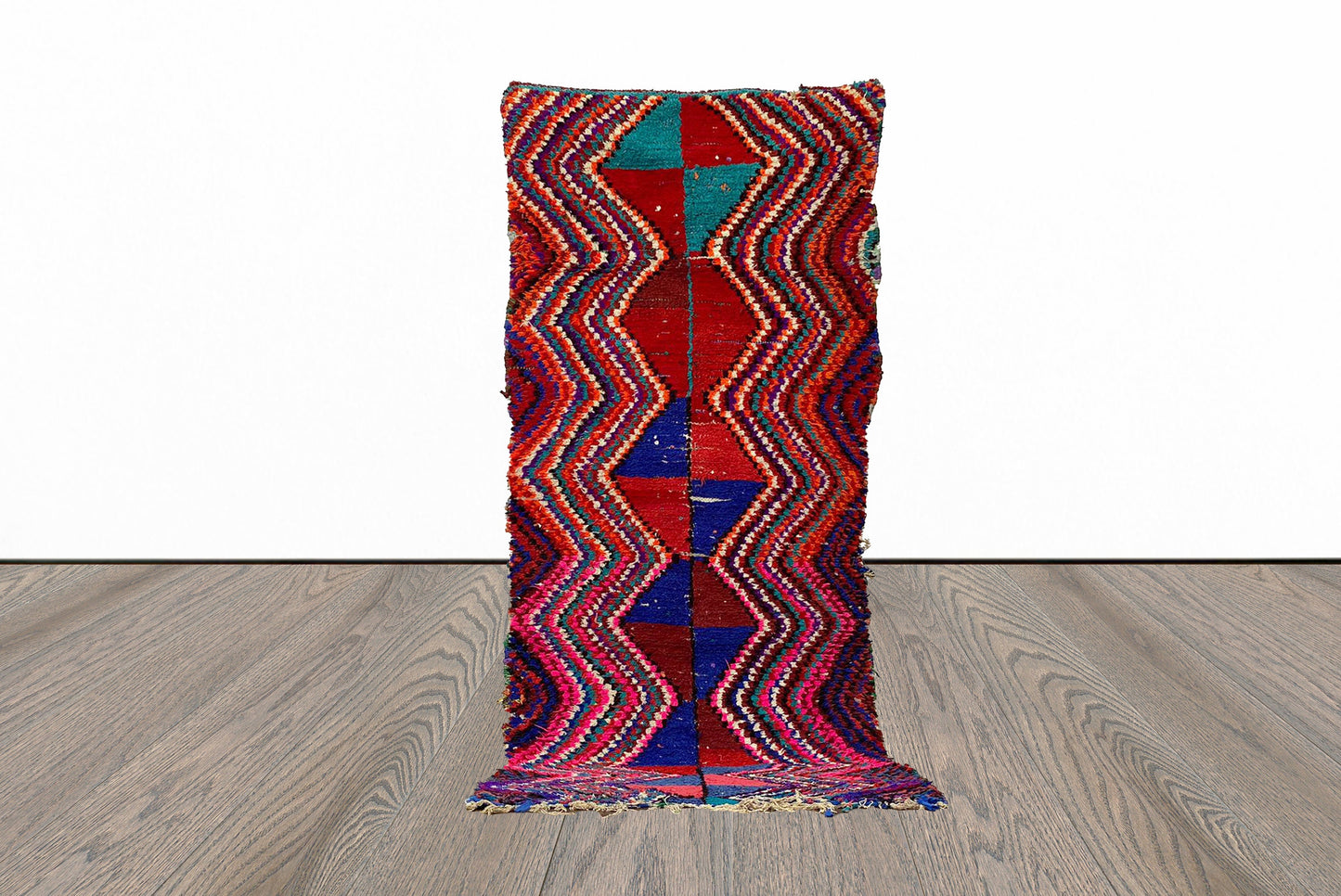 4x9 Moroccan Vintage  Berber Runner Rug.