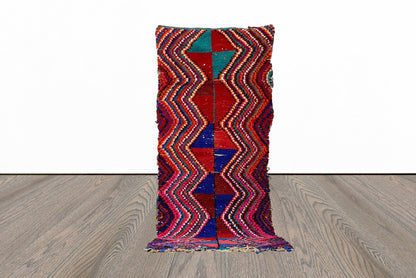 4x9 Moroccan Vintage  Berber Runner Rug.