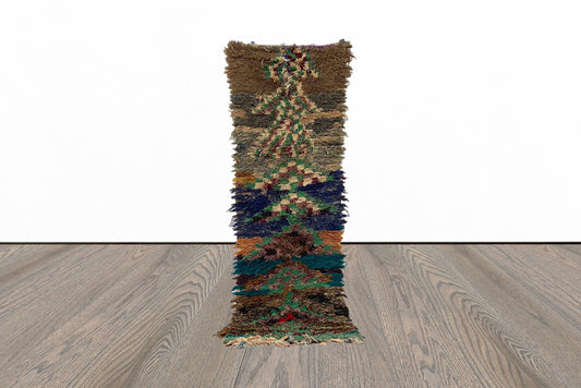 Tapis vintage étroit 2x8, tapis bohème usé et délavé.