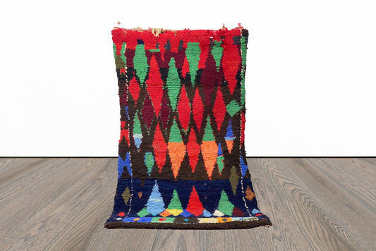 4x9 Colorful diamond Moroccan Area Rug.