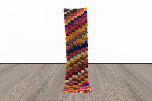 Tapis de couloir vintage à carreaux colorés 2x8.