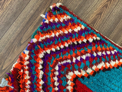 4x9 Moroccan Vintage  Berber Runner Rug.