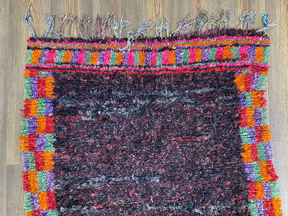 4x9 Feet Moroccan vintage shaggy Runner Rug.