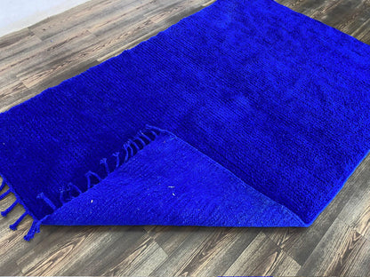 Solid Blue rug, Moroccan Berber rug, Custom wool area rug, new home gift, Beni Ourain Carpet.