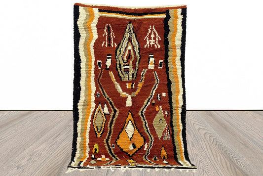 Moroccan wool rug, Handmade colorful Berber area rug.