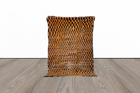 Vintage Berber area checkered 5x9 Rug.