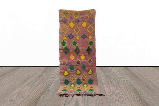 Moroccan colorful diamond 3x8 runner rug.