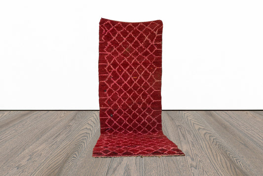 Large Moroccan diamond red 4x10 rug.