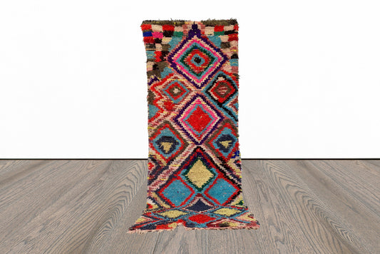 Diamond Moroccan multi color 3x9 runner rug.