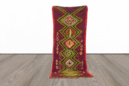 Long Berber colorful 3x8 runner rug.