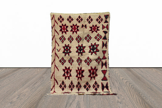 Small colorful vintage Berber 4x6 rug.