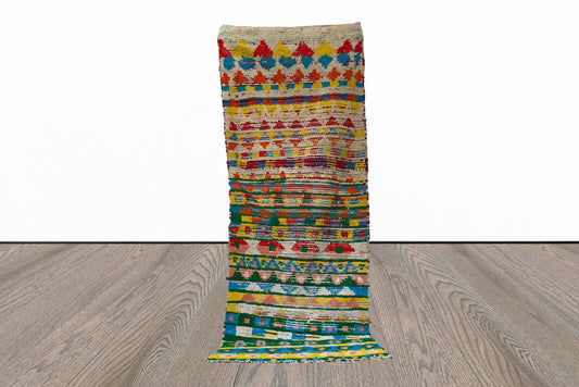 Berber abstract colorful 2x8 runner rug.