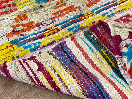 Berber abstract colorful 2x8 runner rug.
