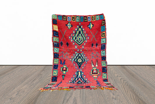 Moroccan colorful tribal area 4x6 rug.