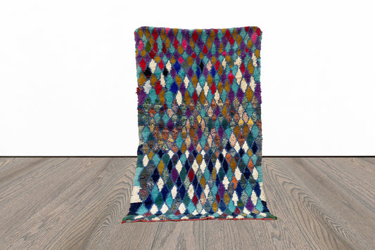 Small colorful diamond area 3.5x6 rug.