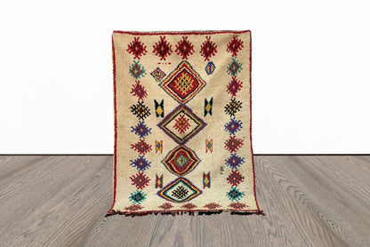 Colorful vintage Berber area 5x6 rug.