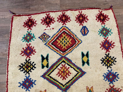 Colorful vintage Berber area 5x6 rug.