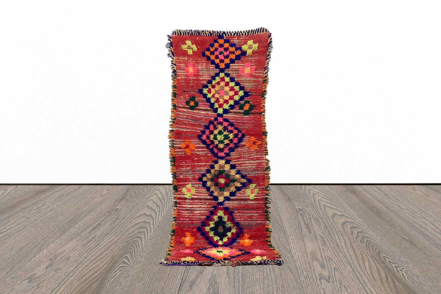 Berber Moroccan colorful 3x7 runner rug.