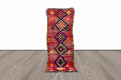 Berber Moroccan colorful 3x7 runner rug.