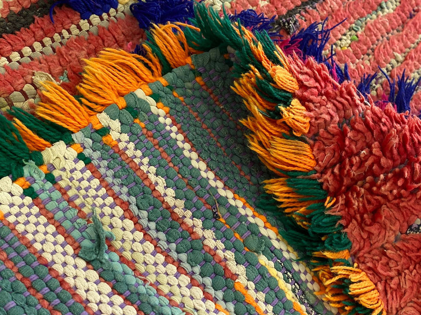 Berber Moroccan colorful 3x7 runner rug.